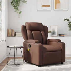Reclining massage armchair in brown synthetic leather by , Armchairs - Ref: Foro24-372436, Price: 246,76 €, Discount: %