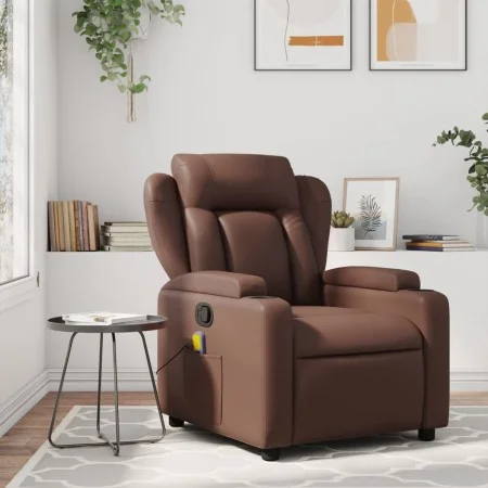 Sillón de masaje reclinable cuero sintético marrón de , Sillones - Ref: Foro24-372436, Precio: 246,76 €, Descuento: %