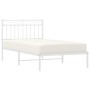 Estructura de cama de metal con cabecero blanco 100x190 cm de , Camas y somieres - Ref: Foro24-373734, Precio: 68,38 €, Descu...