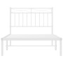 Estructura de cama de metal con cabecero blanco 100x190 cm de , Camas y somieres - Ref: Foro24-373734, Precio: 68,38 €, Descu...