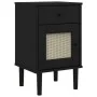 Mesita noche SENJA aspecto ratán madera pino negro 40x35x65 cm de , Mesitas de noche - Ref: Foro24-358015, Precio: 59,18 €, D...