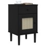 Mesita noche SENJA aspecto ratán madera pino negro 40x35x65 cm de , Mesitas de noche - Ref: Foro24-358015, Precio: 59,94 €, D...