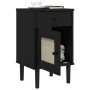 Mesita noche SENJA aspecto ratán madera pino negro 40x35x65 cm de , Mesitas de noche - Ref: Foro24-358015, Precio: 59,18 €, D...