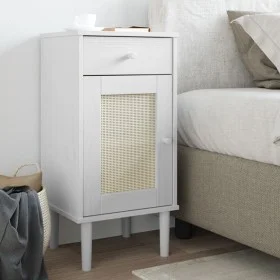 Mesita noche SENJA aspecto ratán madera pino blanco 40x35x80 cm de , Mesitas de noche - Ref: Foro24-358017, Precio: 61,27 €, ...
