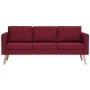 Sofá de 3 plazas de tela color vino tinto de , Sofás - Ref: Foro24-281364, Precio: 394,92 €, Descuento: %
