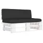 Central sofa made of white impregnated pine wood garden pallets by , Modular outdoor sofas - Ref: Foro24-3066500, Price: 129,...