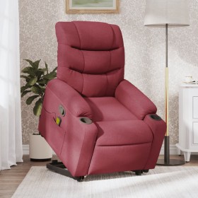 Sillón reclinable de masaje elevable tela rojo tinto en Sillones | Comprar online en Foru.es