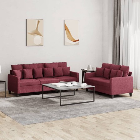 Juego de sofás con cojines 2 piezas tela rojo tinto de , Sofás - Ref: Foro24-3201670, Precio: 441,53 €, Descuento: %