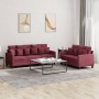 Juego de sofás con cojines 2 piezas tela rojo tinto de , Sofás - Ref: Foro24-3201670, Precio: 441,53 €, Descuento: %