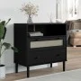 Aparador SENJA aspecto de ratán madera pino negro 80x40x80 cm de , Aparadores - Ref: Foro24-358021, Precio: 93,69 €, Descuent...