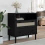 Aparador SENJA aspecto de ratán madera pino negro 80x40x80 cm de , Aparadores - Ref: Foro24-358021, Precio: 94,53 €, Descuent...