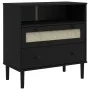 Aparador SENJA aspecto de ratán madera pino negro 80x40x80 cm de , Aparadores - Ref: Foro24-358021, Precio: 93,69 €, Descuent...