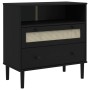Aparador SENJA aspecto de ratán madera pino negro 80x40x80 cm de , Aparadores - Ref: Foro24-358021, Precio: 94,53 €, Descuent...