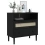 Aparador SENJA aspecto de ratán madera pino negro 80x40x80 cm de , Aparadores - Ref: Foro24-358021, Precio: 93,69 €, Descuent...