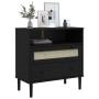 Aparador SENJA aspecto de ratán madera pino negro 80x40x80 cm de , Aparadores - Ref: Foro24-358021, Precio: 94,53 €, Descuent...