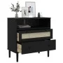 Aparador SENJA aspecto de ratán madera pino negro 80x40x80 cm de , Aparadores - Ref: Foro24-358021, Precio: 93,69 €, Descuent...