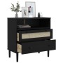 Aparador SENJA aspecto de ratán madera pino negro 80x40x80 cm de , Aparadores - Ref: Foro24-358021, Precio: 94,53 €, Descuent...