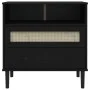 Aparador SENJA aspecto de ratán madera pino negro 80x40x80 cm de , Aparadores - Ref: Foro24-358021, Precio: 93,69 €, Descuent...