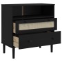 Aparador SENJA aspecto de ratán madera pino negro 80x40x80 cm de , Aparadores - Ref: Foro24-358021, Precio: 94,53 €, Descuent...