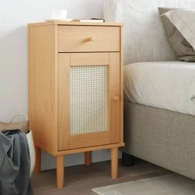 SENJA bedside table rattan look brown pine wood 40x35x80 cm by , Nightstands - Ref: Foro24-358016, Price: 61,55 €, Discount: %