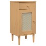 Mesita noche SENJA aspecto ratán madera pino marrón 40x35x80 cm de , Mesitas de noche - Ref: Foro24-358016, Precio: 62,19 €, ...