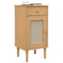 Mesita noche SENJA aspecto ratán madera pino marrón 40x35x80 cm de , Mesitas de noche - Ref: Foro24-358016, Precio: 62,19 €, ...