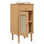 Mesita noche SENJA aspecto ratán madera pino marrón 40x35x80 cm de , Mesitas de noche - Ref: Foro24-358016, Precio: 62,19 €, ...