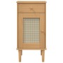 Mesita noche SENJA aspecto ratán madera pino marrón 40x35x80 cm de , Mesitas de noche - Ref: Foro24-358016, Precio: 62,19 €, ...