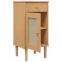 Mesita noche SENJA aspecto ratán madera pino marrón 40x35x80 cm de , Mesitas de noche - Ref: Foro24-358016, Precio: 62,19 €, ...