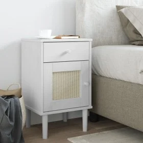 SENJA nightstand rattan look white pine wood 40x35x65 cm by , Nightstands - Ref: Foro24-358014, Price: 54,66 €, Discount: %