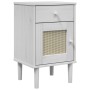 Mesita noche SENJA aspecto ratán madera pino blanco 40x35x65 cm de , Mesitas de noche - Ref: Foro24-358014, Precio: 55,30 €, ...