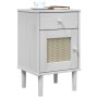 Mesita noche SENJA aspecto ratán madera pino blanco 40x35x65 cm de , Mesitas de noche - Ref: Foro24-358014, Precio: 55,30 €, ...