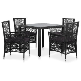 Juego de comedor de jardín 5 piezas de ratán sintético negro de , Conjuntos de jardín - Ref: Foro24-44088, Precio: 738,77 €, ...