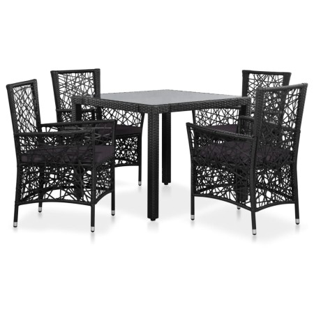 Juego de comedor de jardín 5 piezas de ratán sintético negro de , Conjuntos de jardín - Ref: Foro24-44088, Precio: 738,77 €, ...