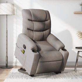Sillón reclinable de masaje elevable tela gris taupé en Sillones | Comprar online en Foru.es