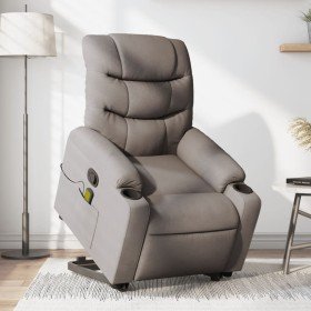Sillón reclinable de masaje elevable tela gris taupé en Sillones | Comprar online en Foru.es