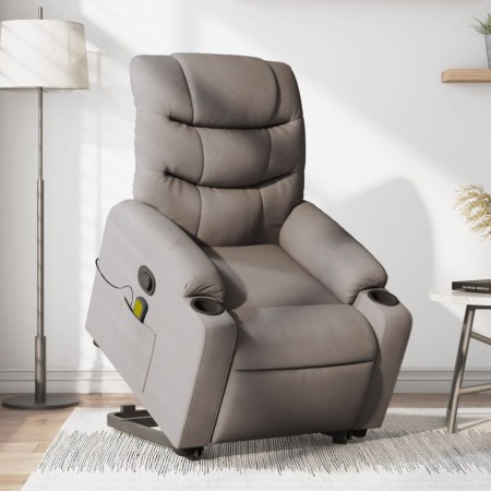 Sillón reclinable de masaje elevable tela gris taupé en Sillones | Comprar online en Foru.es