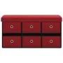 Banco almacenaje plegable lino sintético rojo tinto 76x38x38 cm de , Bancos para recibidores y almacenamiento - Ref: Foro24-3...