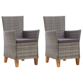 Sillas de jardín 2 unidades con cojines ratán sintético gris de , Sillas de jardín - Ref: Foro24-46003, Precio: 211,71 €, Des...