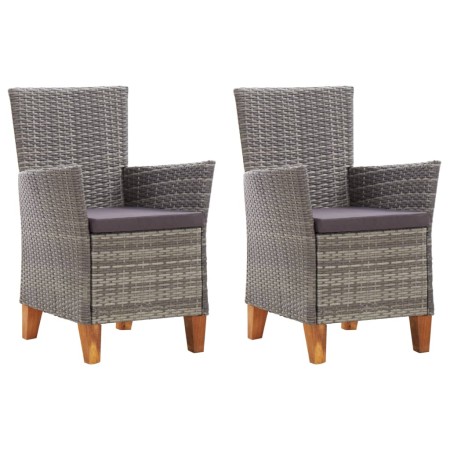 Sillas de jardín 2 unidades con cojines ratán sintético gris de , Sillas de jardín - Ref: Foro24-46003, Precio: 180,54 €, Des...