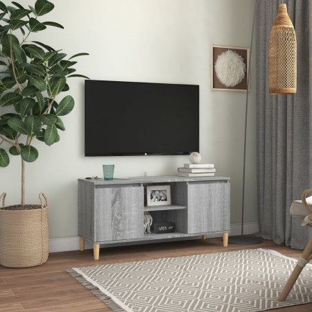 Mesita de noche patas madera maciza gris Sonoma 103,5x35x50 cm de , Muebles TV - Ref: Foro24-813159, Precio: 59,05 €, Descuen...
