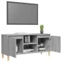 Mesita de noche patas madera maciza gris Sonoma 103,5x35x50 cm de , Muebles TV - Ref: Foro24-813159, Precio: 58,30 €, Descuen...