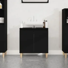 Armario para lavabo madera contrachapada negro 58x33x60 cm de , Tocadores de baño - Ref: Foro24-821253, Precio: 48,50 €, Desc...