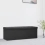 Black Faux Linen Folding Storage Bench by , Benches for halls and storage - Ref: Foro24-338791, Price: 61,03 €, Discount: %