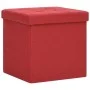 Taburete con almacenaje plegable lino sintético rojo vino tinto de , Taburetes y sillas plegables - Ref: Foro24-338768, Preci...