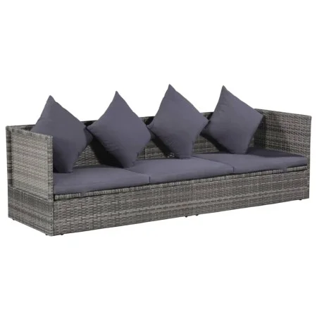 Cama de jardín 200x60 cm ratán sintético gris de vidaXL, Tumbonas - Ref: Foro24-43959, Precio: 276,50 €, Descuento: %