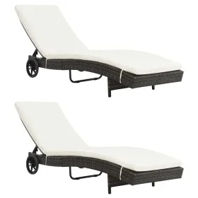 Liegen mit Rädern und Kissen 2 Einheiten braunes synthetisches Rattan von , Liegen - Ref: Foro24-3078464, Preis: 332,79 €, Ra...