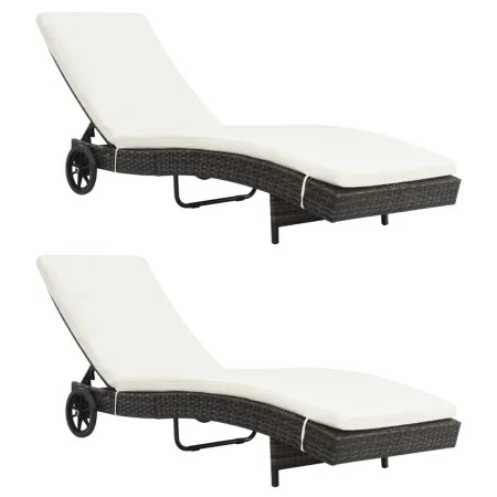 Liegen mit Rädern und Kissen 2 Einheiten braunes synthetisches Rattan von , Liegen - Ref: Foro24-3078464, Preis: 332,79 €, Ra...