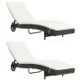 Loungers with wheels and cushions 2 units brown synthetic rattan by , Loungers - Ref: Foro24-3078464, Price: 332,79 €, Discou...