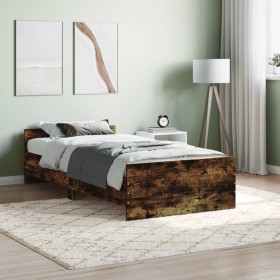 Estructura de cama madera de ingeniería roble ahumado 90x190 cm de , Camas y somieres - Ref: Foro24-835943, Precio: 73,92 €, ...